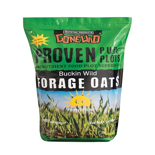 Whitetail Products Gone Wild Buckin Wild Forage Oats Food Plot Seeds 12 LB. Plants 1/8 Acre UV Resistant Packaging Maximum Germination Nutrient Dense