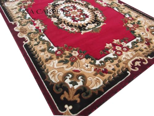 Image of zia carpets Aesthetic Colorful Silk Touch Washable 1 inch Thick Living Room Carpet 5 X 7 Feet