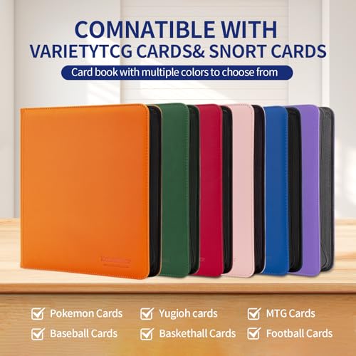 Image of Card Binder - 1024 Capacity, Zippered Trading Card Holder for MTG, Sports & Collectible Cards - Acid-Free, Durable & Travel-Friendly Storage (Orange dots, 16 Pocket)