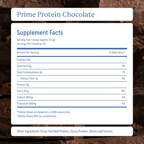 Image of Equip Prime Chocolate Protein Powder - Gut-Friendly, No Sugar Protein Shake Powder with Grass-Fed Beef & Natural Collagen - Rich & Creamy Mix - 21g Per Serving - Whey & Dairy-Free (30 Scoops)