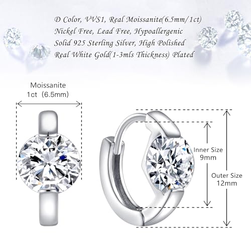 Moissanite Earrings Hypoallergenic Huggie Endless Small Silve Hoop Earrings3
