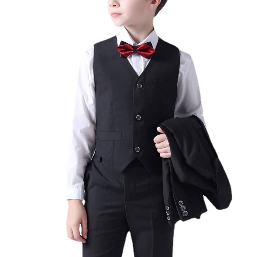 Conjunto de Caballero para Bebés Niños Traje de Bautizo para Primavera Otoño,Trajes de Boda Niño,Conjunto de Traje de 5 Piezas para Niños, Blazer + Chaleco + Camisa + Pantalón + Pajarita