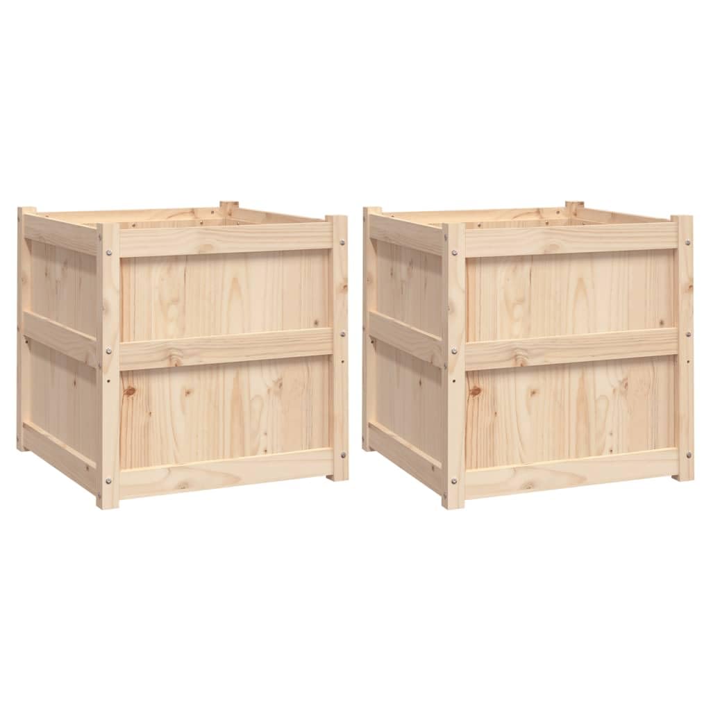 vidaXL Garden Planters 2 pcs, Plant Pot for Patio Balcony Terrace Yard, Flower Pot for Flower Herb Plant, Outdoor Planter Box, Solid Wood Pine — image 1