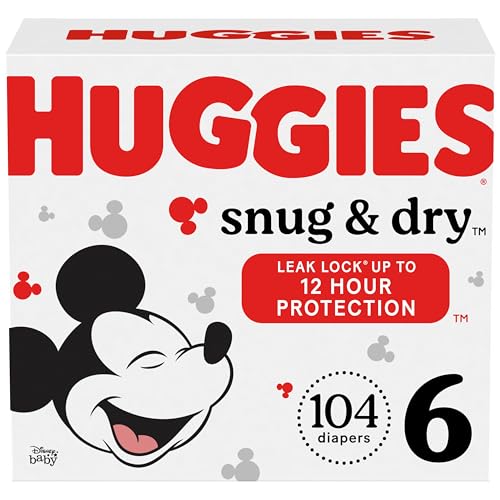 Image of Huggies Size 6 Diapers, Snug & Dry Baby Diapers, Size 6 (35+ lbs), 104 Count, Packaging May Vary