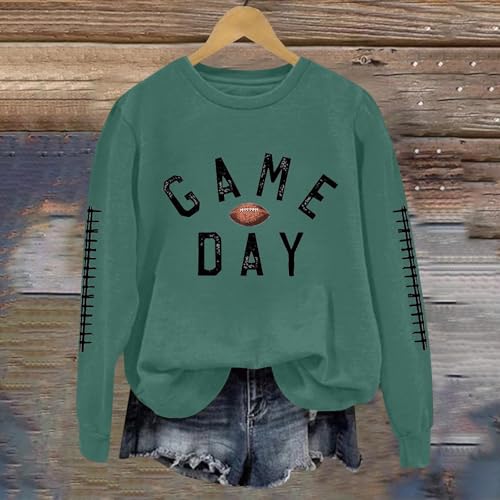 Football Sweatshirt For Women Graphic Print Sunday Casual Long Sleeve Crewneck 2025 Fall Pullover2