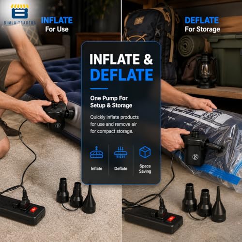 Image of Btag Portable Electric Air Pump | Fast & Efficient Inflator for Car Tires, Bikes, Balls & Inflatable Products