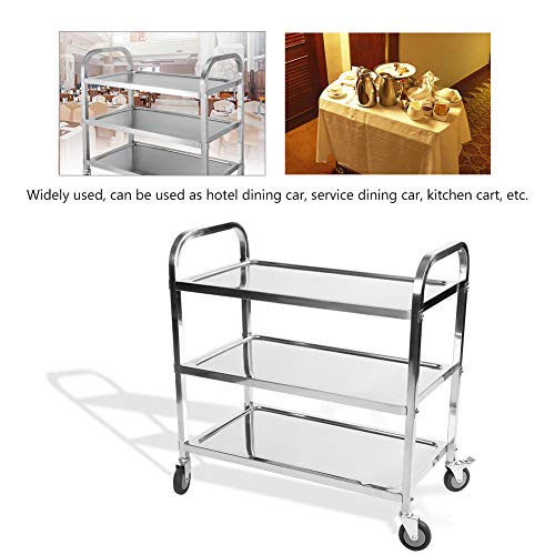 Ejoyous 3 Böden Küchenwagen, Servierwagen Edelstahl Mit Rollen Aufbewahrungswagen Multifunktion Rollwagen Mit 3 Ebenen… – Bild 3