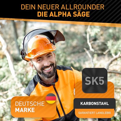 HARDTWERK Klappsäge ALPHA Astsäge mit Safety Lock (210mm) für Garten, Outdoor, Bushcraft inkl. S-Karabiner, Handsäge Holz aus SK5 Karbonstahl - Allzweckklappende Handsägen - Garten Handsäge - Säge