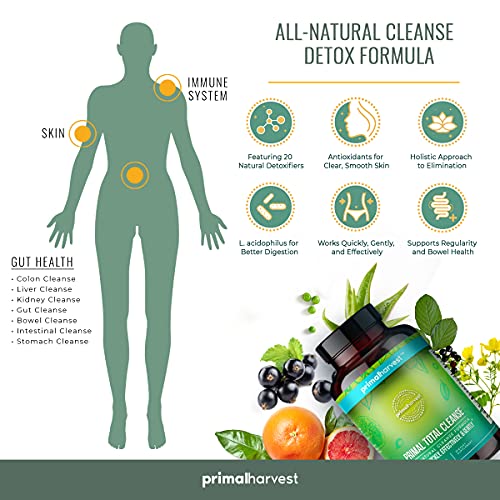 Primal Harvest Full Body Detox Cleanse, Primal Total Cleanse Works as Colon Cleanse, Liver Cleanse, Kidney Cleanse, Gut Cleanse, Bowel Cleanse, Intestinal Cleanse, & Stomach Cleanse, 60 Detox Pills - Image 4