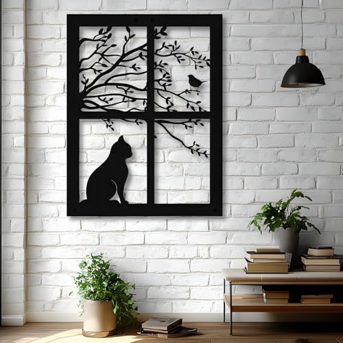 Kuestboy Cat Metal Wall Decor, Black Cat Wall Art, Cats