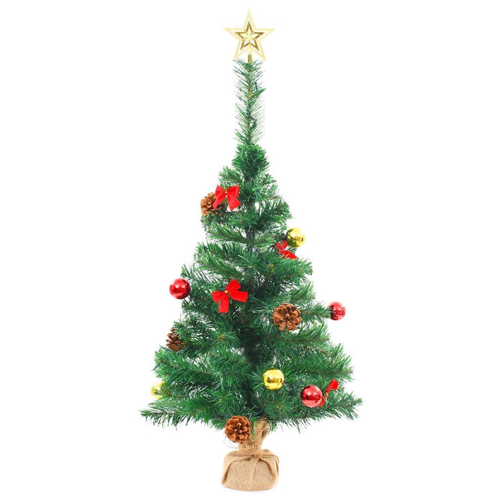 Sztuczne drzewko bożonarodzeniowe z motywem S i ornamentami, zielone 64 cm, dekoracja stołu Pre-Lit do użytku wewnątrz i na zewnątrz, 20, 4 ing, stabilna stalowa podstawa, świąteczna dekoracja