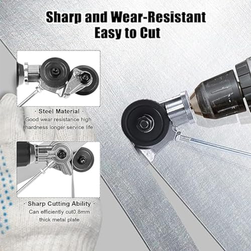 2024 New Electric Drill Plate Cutter Attachment Drill Attachment Metal Cutter Sheet Metal Cutter Drill Attachment Double Headed Sheet Metal Nibbler Cutter for Cutting Metal Plates Hard Materials