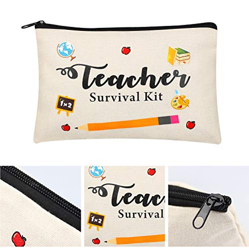 Kolewo4ever 16 Pieces Teacher Appreciation Gift bags Makeup Pouch Canvas Cosmetic Bag Travel Toiletry Case with Zipper for Teacher Gifts - Image 4