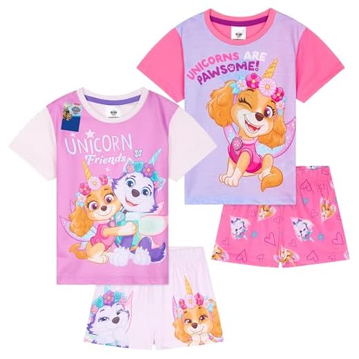 Get Trend Paw Patrol Pijamas Niña Paquete de 2 Pijama Manga Corta Niña con Shorts Everest Skye Ropa de Estar en Casa Regalos Niños (4-5 Años, Morado Paw Patrol, 2)