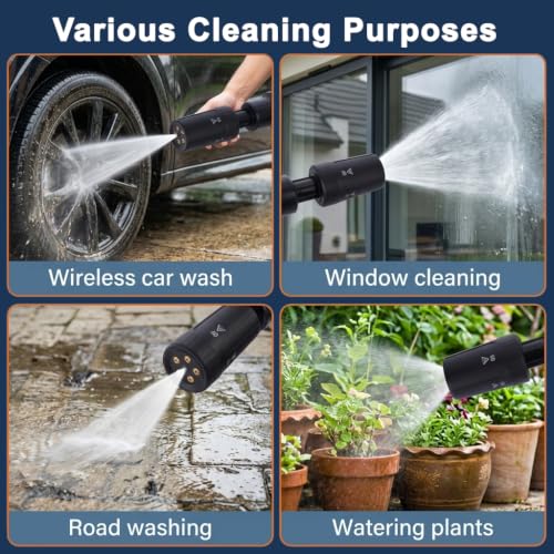 Image of STHIRA Car Washer High Pressure Gun 4000mAh 5in1 Washing Spray Foam Cannon | Cordless Rechargeable 4 Gear Pressure Washer for Car Bike Washing, Patios and Garden