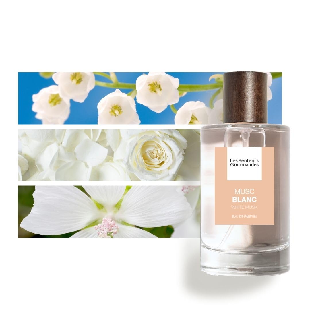 Les Senteurs Gourmandes - Muschio bianco - Eau de Parfum Femme 100 ml - Notes Mughet Rose Musc Blanc et Ambrette - 87% de Origine Naturale - Made in France