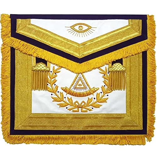 Pasado Master Masons Regalia Mylar - Delantal masónico bordado, color morado, Morado (