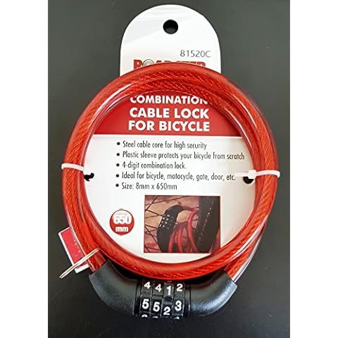 Roadster Combination Number Code Bike Bicycle Cycle Lock 8mm by 650mm Steel Cable Chain Cover