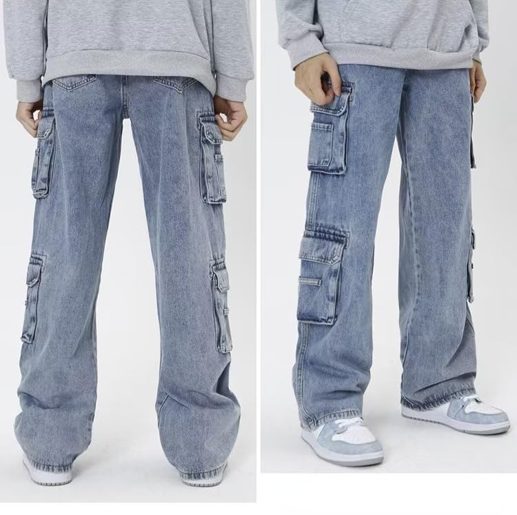 Baggy Jeans for Women Men Y2K Jeans with Flap Pocket Baggy Cargo Pants Grunge Parachute Pants Emo Alt 90s Streetwear4