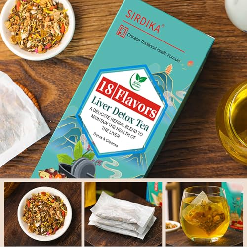 Liver Detox Tea -18 Flavors Liver Tea (18 Herbal Mixed Formula), 30 Tea Bags Chinese Liver Cleanse Tea, Daily Liver Tea, Liver Cleanse Herbal Tea (60Pcs/2Boxes) - Image 6