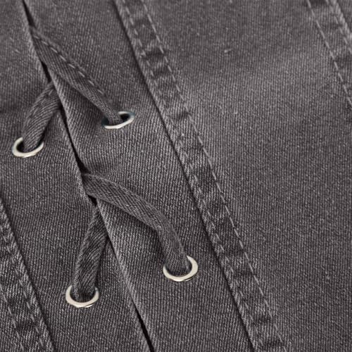 Women's High Waist Stretch Maxi Denim Skirt Front Drawstring Frayed Raw Hem A line Casual Fashion Long Jean Skirt2