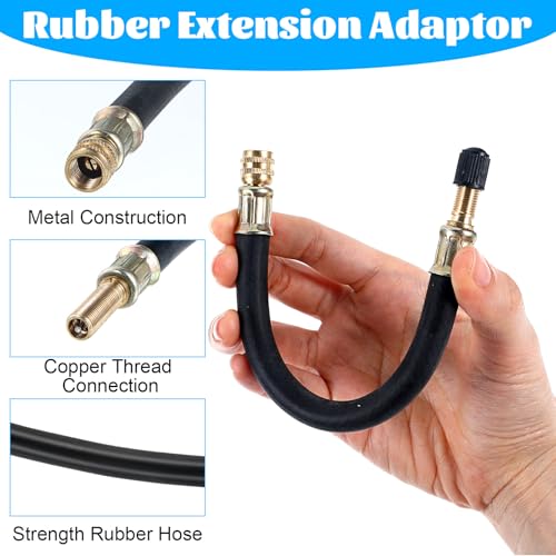 Image of Nogeqi 2PCS Tire Valve Extender, Flexible Air Valve Extension Adaptor for Universal Bike Scooter Motorcycle Truck Rv Cars (Black, 8.27 Inch)