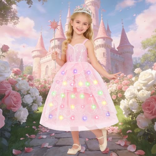 Disfraz de Bruja Buena para Niñas Vestido Rosa de Tul miniatura 4