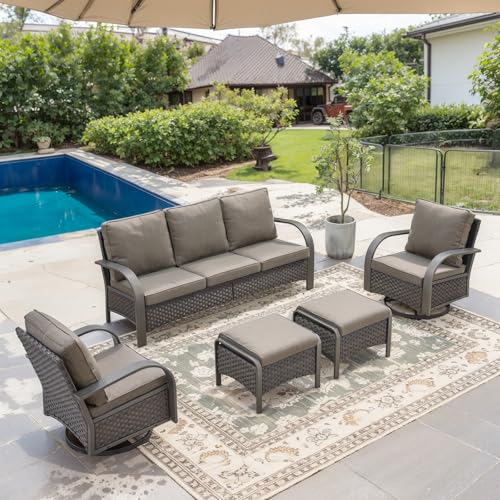 Belord 5-Piece Outdoor Patio Furniture Set All-Weather Wicker Couch with