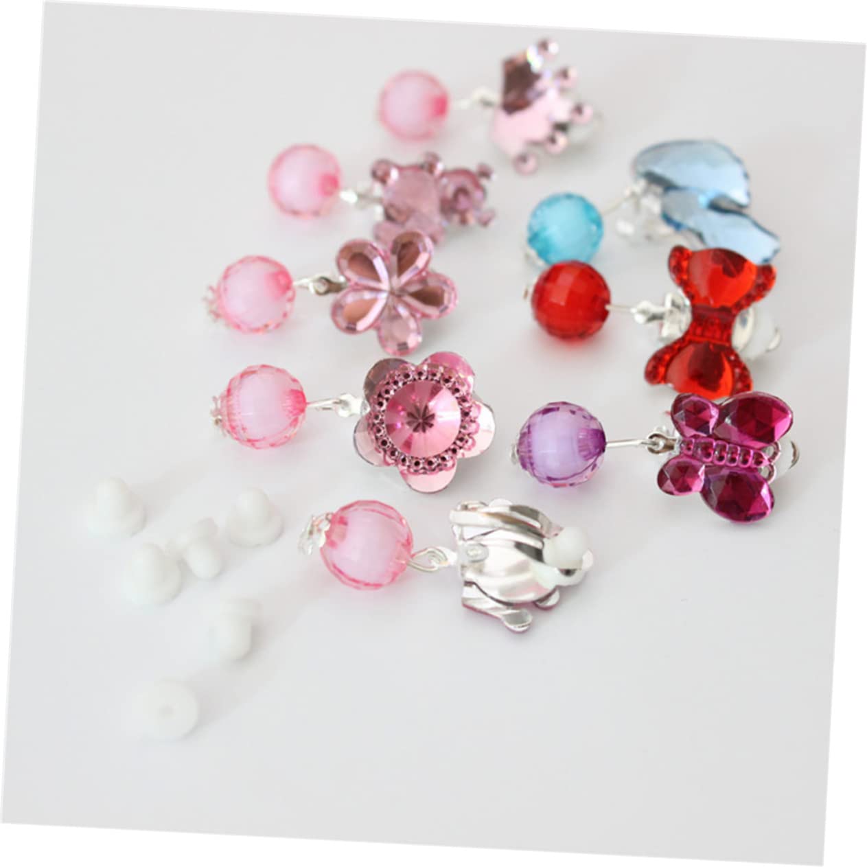 HONMEET Girls' Earring Clip Storage Box Set of 7 Fashionable Earrings for Boys and Girls for Dress-up Parties