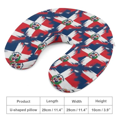 Image of Unisex Travel Neck Pillow Memory Foam U Shaped Cushion Dominican Republic Grunge Flag, Washable Cover for Men Women Airplane Car Home Rest