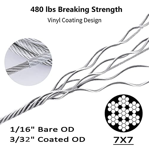 Sun Shade Sail Hardware Kit 6 Inch - 46 Pieces Set Stainless Steel Sun Sail Hardware Kit Mounting Accessories With Vinyl Coated Stainless Steel Wire Cable Ropes (12 Ft X 2) For Deck Railing #TOP1