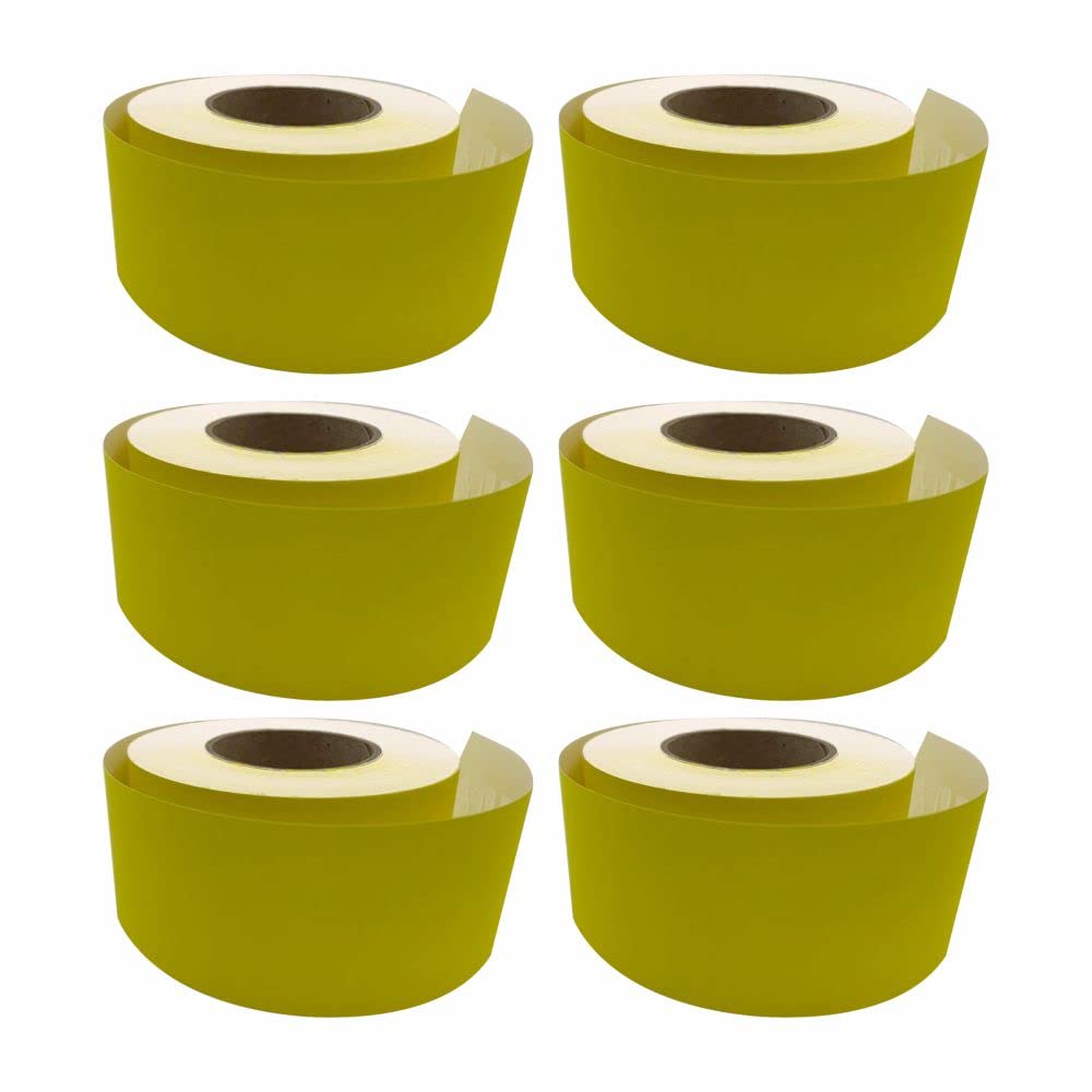 3 Ace Crafts (Pack of 6) Straight Edge Poster Paper Border Roll- (48mm x 50 Meters)- (Lemon Yellow) School/Office, Classroom Decoration, Fade Resistant Paper, Black Board Border Display Rolls