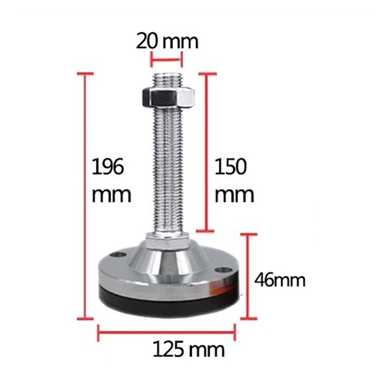 Piedini di livellamento, Morsetti for gambe for mobili livellanti regolabili for impieghi gravosi da 4 pezzi, diametro base 100 mm, 125 mm adatti for mobili, tavoli, armadi, banchi da lavoro, scaffali