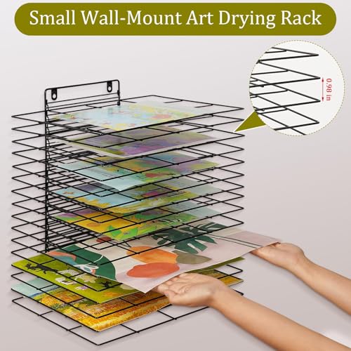 Image of Art Drying Rack for Classroom Paint Drying Rack Small Wall Art Storage Rack with 16 Removable Shelves for Classrooms and Art Studios (Black, 16 Shelves)