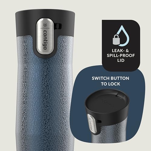 Image of Contigo AUTOSEAL West Loop Vacuum-Insulated Stainless Steel Travel Mug with Easy-Clean Lid, 16 oz, Crystal Blueberry