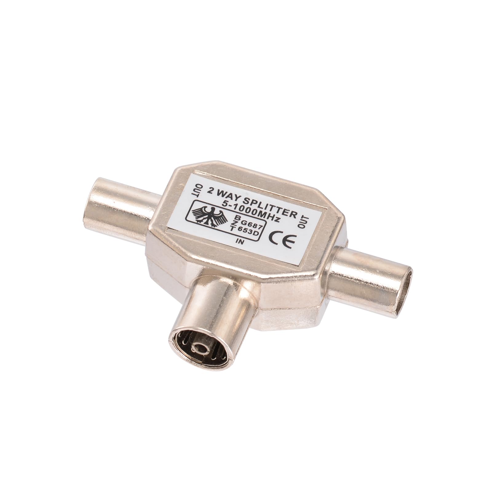 Bingfu 2-Way PAL TV IEC DVB-T Antenna Coaxial Splitter 1 Female to 2 Male RF Indoor Adapter Connector 1 GHz 5-1000 MHz for Foxtel Optus CATV SAT DTV Connections