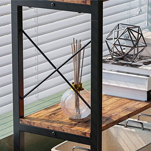 IRONCK 5-Shelf Corner Bookcase, Vintage Industrial Corner Bookshelf Etagere Bookcase, 5 Tiers Corner Shelf Storage Rack with Metal Frame for Living Room Home Office