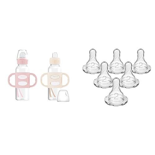 Miniatura 10 de Dr. Brown's Milestones - Paquete de 2 botellas para sorber con boquilla de flujo medio rápido nivel 3, paquete de 6, 8 onzas, verde y gris, 19.7 ft+