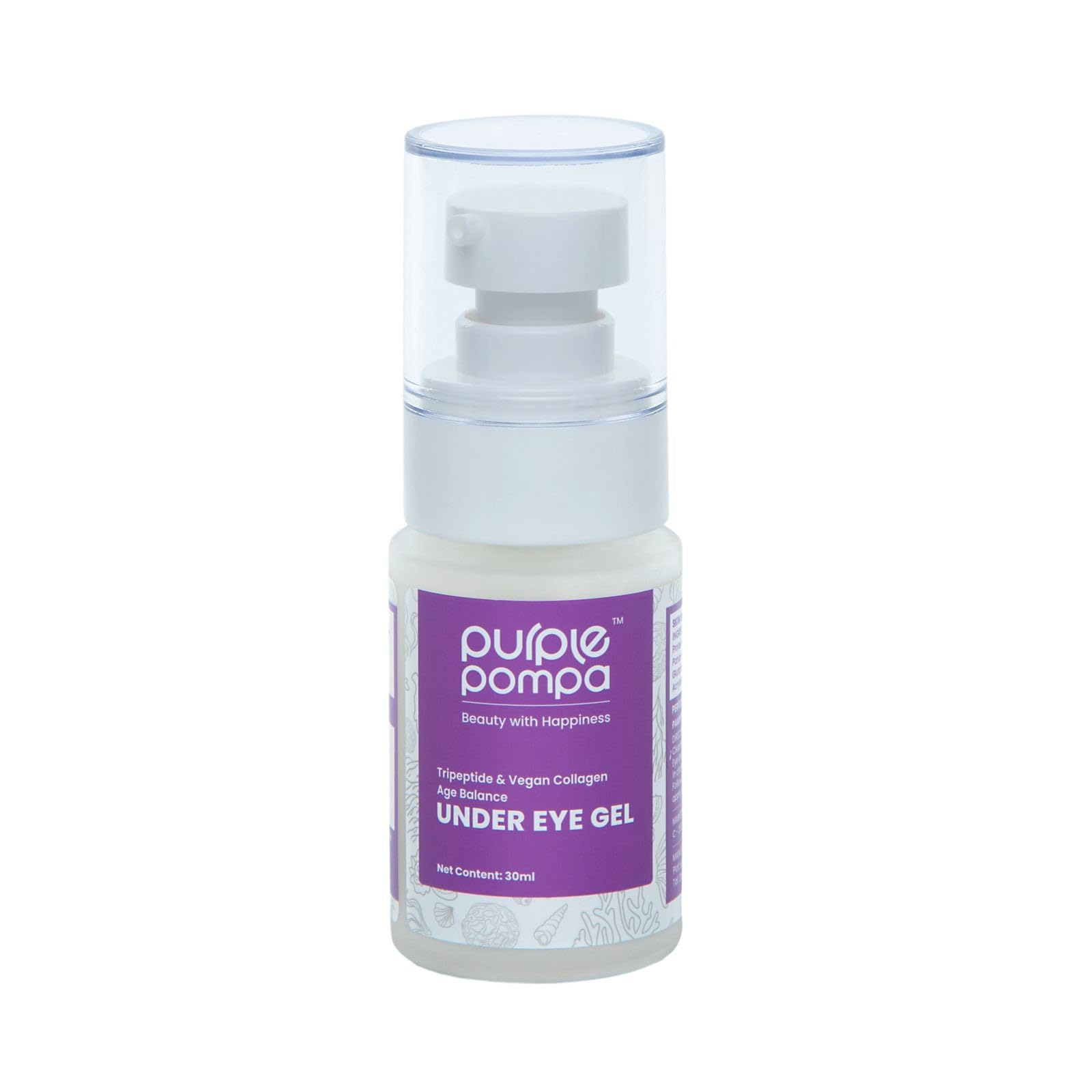Purple Pompa Under Eye Gel for Dark Circles & Puffiness | Tripeptide & Vegan Collagen | Soothes, Firms & Brightens Tired Eyes | Vegan & Cruelty-Free | For Women & Men | 30ml