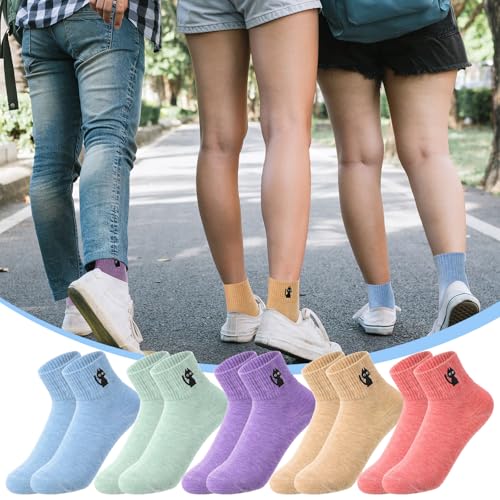 Image of Eurzom 10 Pairs Socks Womens Crew Elastic Ankle Length Cotton Socks Aesthetic Cute Lightweight Low Cut Gifts for Women