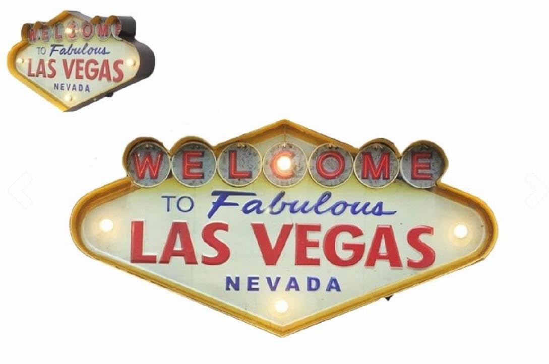 Targa da parete vintage in metallo 3D con logo Las Vegas America USA Man Cave