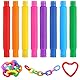 JOLCEEY 16 Stück Pop Röhren Kinder, 8 Farben Mini Röhren Sensorisches Spielzeug Bunte Rohre Stretch für Erwachsene und Kinder Stress Ängste abbauen