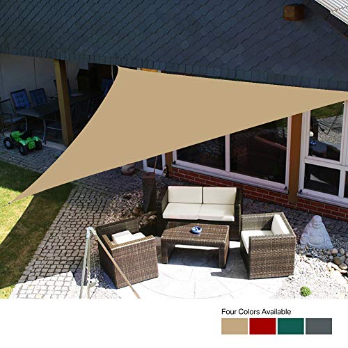 Yeahmart Sun Shade Sail Waterproof Outdoor Garden Patio Party Sunscreen Awing 3x3x3m Triangle Canopy 98% UV Block with Free Rope (Sand)