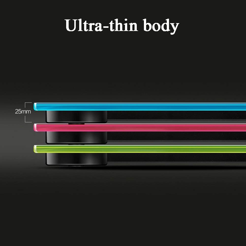 Básculas de grasa corporalBáscula de baño de peso corporal digital de alta precisión Báscula de pesaje con tecnología Step-On, pantalla retroiluminada, diseño delgado, lindo diseño de pies pequeños,