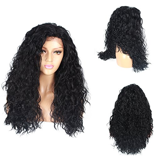 Life Diaries 250%Density Lace Front Synthetic Wig Curly Nature Body Wave 10%Human Hair+90%Heat Resistant Fiber Wig Nature Color With Baby Hair For Women(22",black)