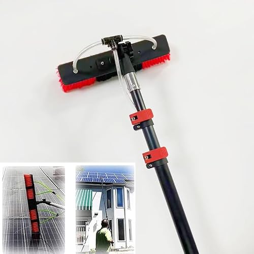 DUANHOZ Water Fed Telescopic Brush,Extendable Window Cleaning Brush Equipment,Cleaning Conservatory Roof,Photovoltaic Solar Panel Brush,Red,3.6m