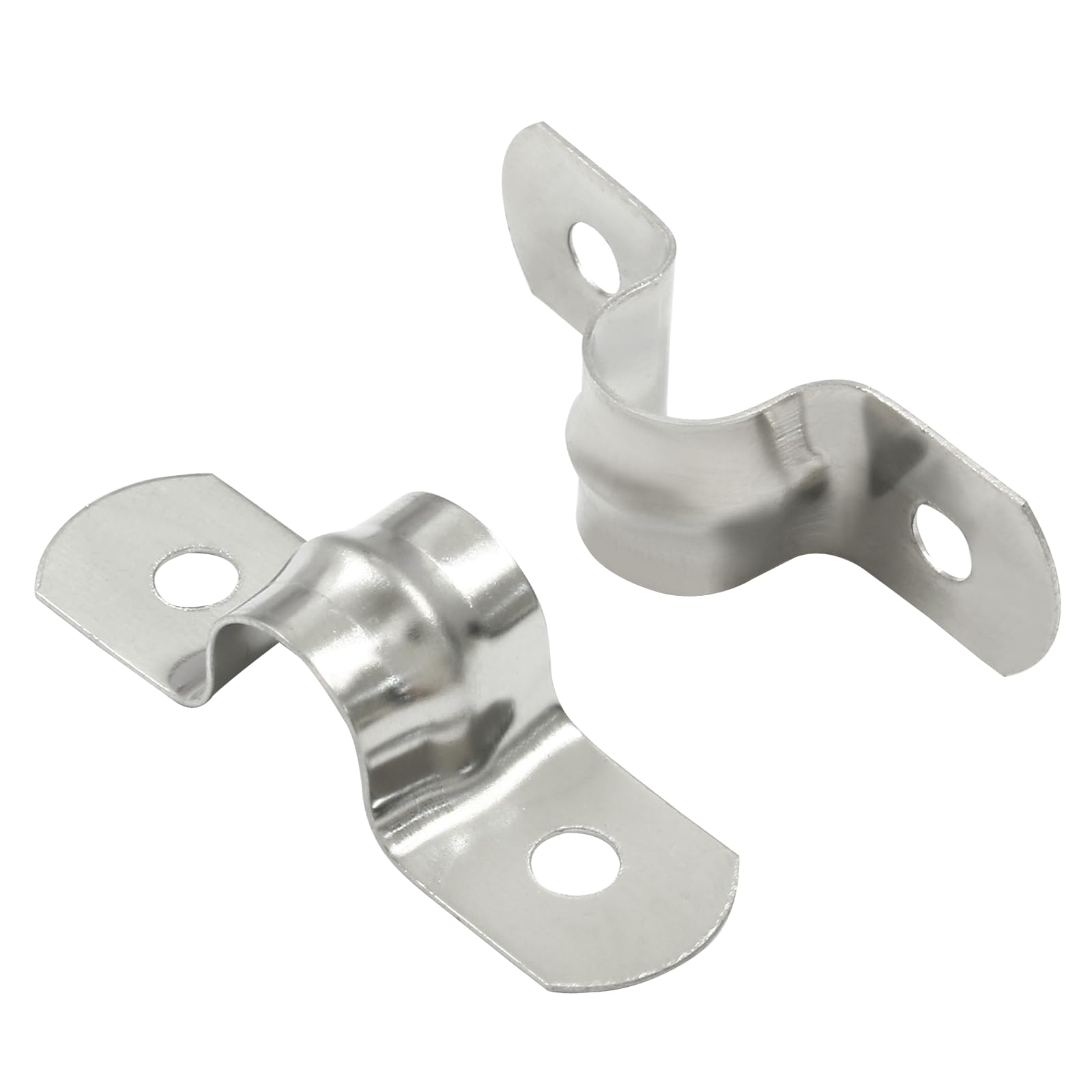 Piutouyar 50 Pack M10 Two Hole Strap U Bracket 304 Stainless Steel Rigid Pipe Strap Clamp Heavy Duty Tube Strap Tension Clip (0.39 Inch)