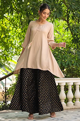 Image of Juniper Women's Rayon Slub Solid Asymmetric Kurta