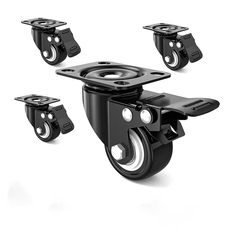 Volo 2" Caster Wheels, Heavy Duty Casters with Brake, No Noise Locking Casters with Polyurethane (PU) Wheels, Swivel Plate Castors (Pack of 4) Color : Black (B0B7WJST2H) Amazon Price History, Amazon Price Tracker