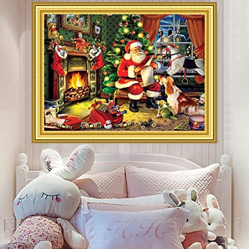 Fanxvivy Cross Stitch Kits For Beginners Full Range Of Embroidery Kits For Adults Counted Cross-Stitch Needlepoint Kits Diy Cross-Stitch Patterns Stitches Kit-Santa Claus 15.7×19.7 Inch #TOP1